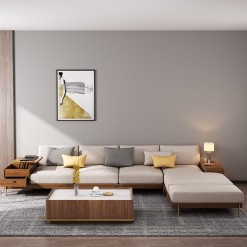 A家北欧实木转角布艺沙发现代简约小户型多功能储物贵妃组合客厅家具