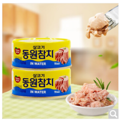 韩国 东远 水浸金枪鱼罐头 原味100g*2罐 即食低脂健身轻食