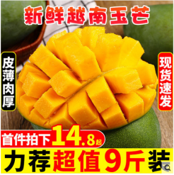 越南玉芒新鲜大芒果9斤当季现摘热带水果甜心青皮芒水仙芒包邮